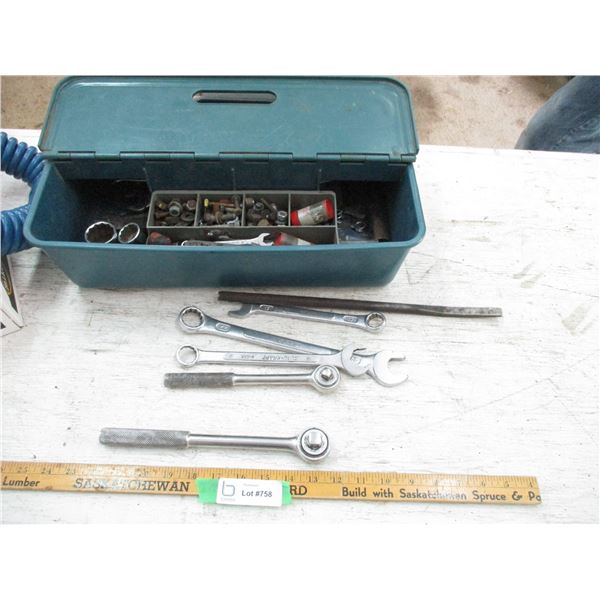 Small Plastic Tool Box with Contents (Tools, Nuts, Bolts, Misc.)