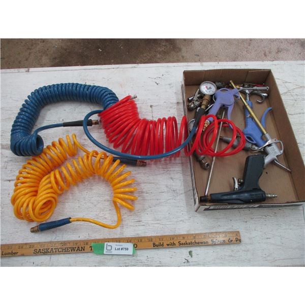 Mixed Lot of Air Hoses, Gauges, Adapters