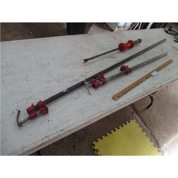 (2) Bar Clamps (60", 36"), Sliding Hammer