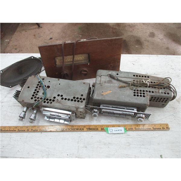 (2) Vintage Car Radios, Radio Parts