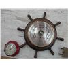Image 2 : Ships Wheel Barometer, Thermometer, Brass Fly