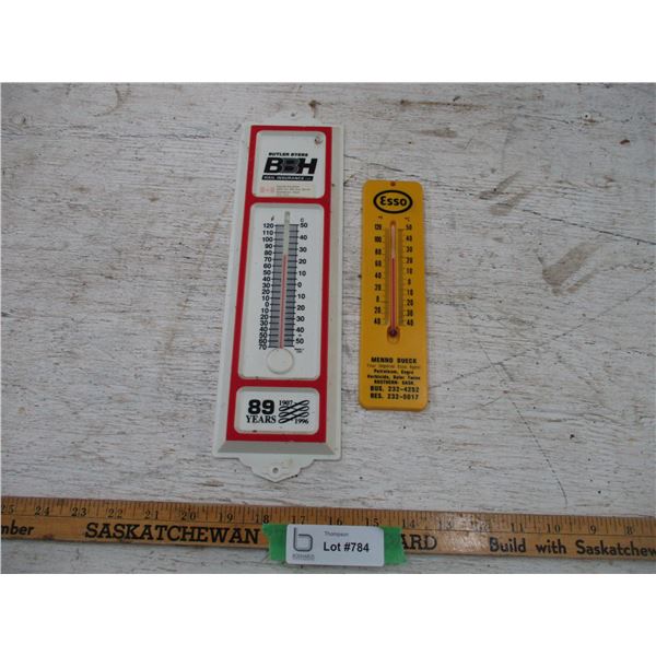 (2) Adverting Thermometers (Esso Menno Dueck - Rosthern Sask.)