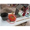 Image 1 : Small Galvanized Pail, Extension Cords, Fire Extinguisher, Misc.