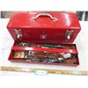 Image 1 : Red Tool Box with Contents (Screw Drivers, Small Wrenches, Misc.)