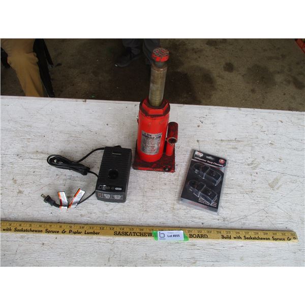Charger, Alligator Tarp Clamps, Bottle Jack