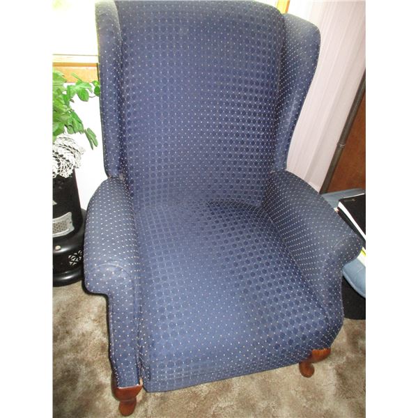 Queen Ann Blue Reclining Chair