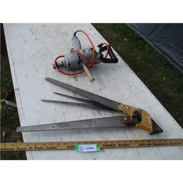 Black & Decker 1/2" Drill, (2) Saws with 2 Extra Blades