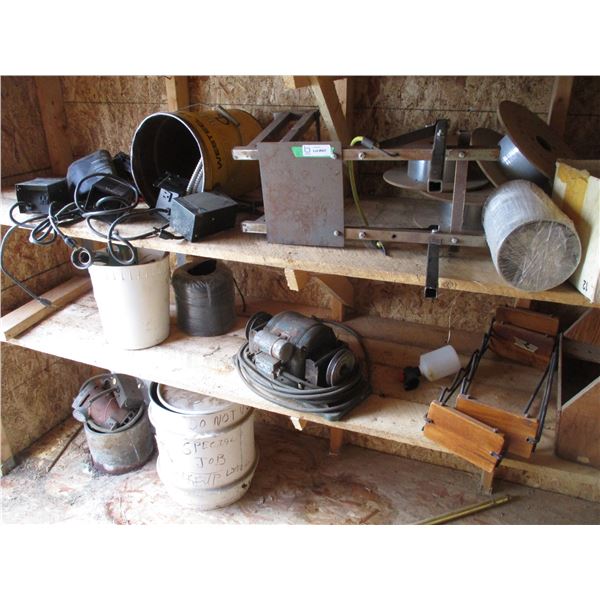 Electric Motor, Timer Switches, Carpenters Wooden Toolbox, Misc.