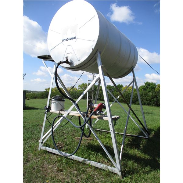 Petro Canada ~500 Gallon Fuel Tank with Stand & Electric 12V DC Fuel Pump (Used for Gas)
