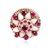 Image 1 : 14K Yellow Gold Ruby and Opal Ring