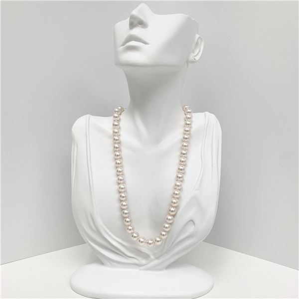 9-9.5mm Akoya Pink Overtones Round Pearl Necklace with Gold Clasp