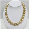 Image 2 : 14-16mm South Sea Golden Circled Baroque Pearl Necklace with Gold Clasp