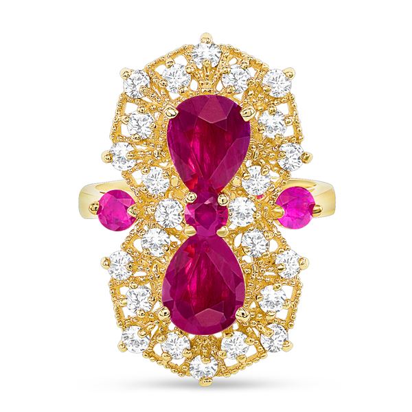 3.48ct Pear Ruby & Diamond Ring