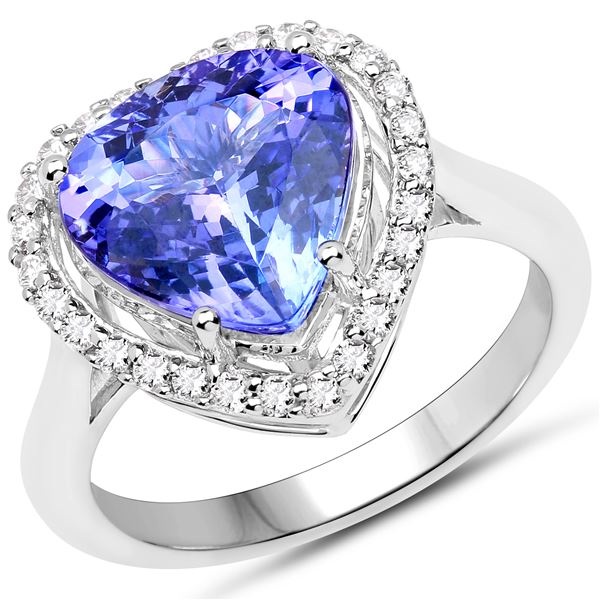 4.38ct Tanzanite 14K White Gold Ring