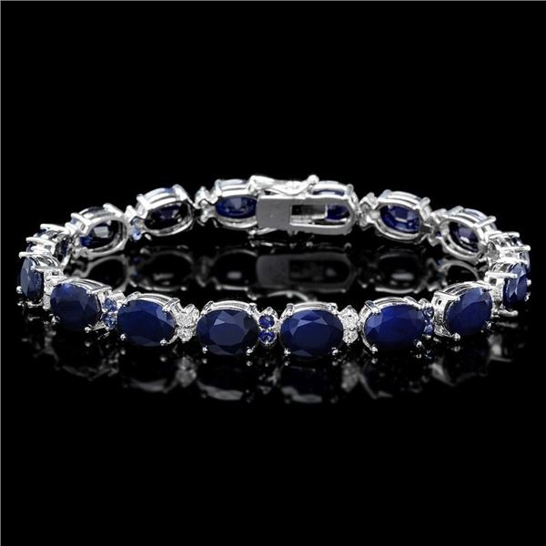 14k Gold 36ct Sapphire .70ct Diamond Bracelet