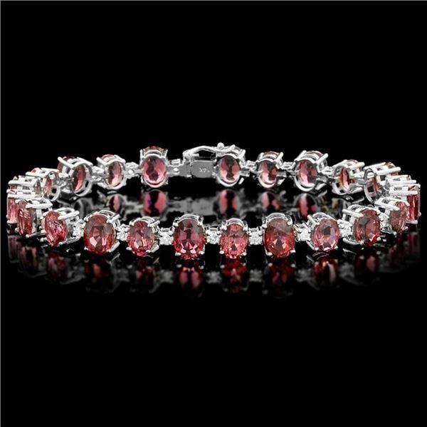 14k 28.00ct Tourmaline 1.70ct Diamond Bracelet