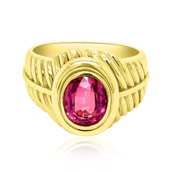2ct African Heated Pink Sapphire 18K Yellow Gold Ring