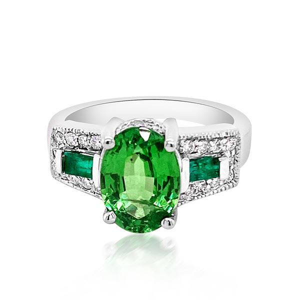 2.97ct Tsavourite 14K White Gold Ring