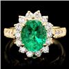 Image 1 : 14k Gold 2.65ct Emerald 1.10ct Diamond Ring