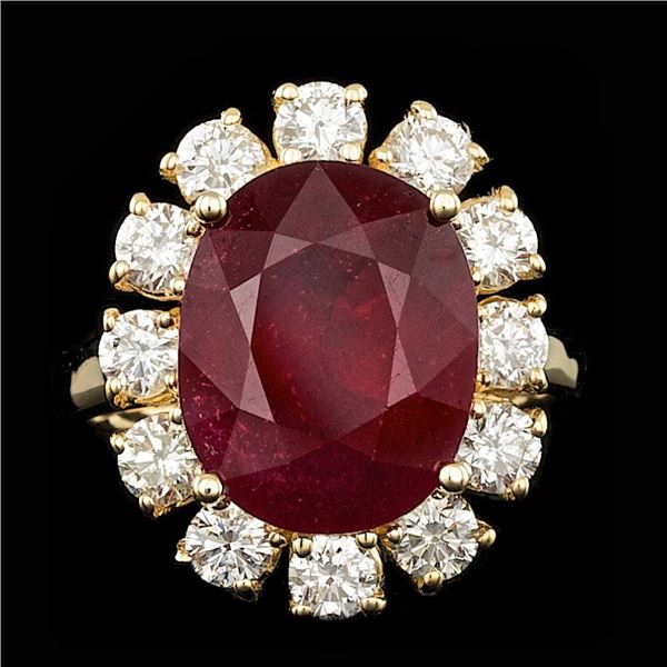 14k Yellow Gold 8.50ct Ruby 1.65ct Diamond Ring