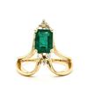 Image 1 : Emerald-Cut Emerald and Diamond Chevron Ring