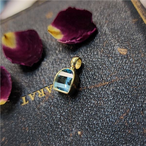 Blue Topaz Horseshoe Slide Style Pendant