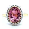 Image 3 : Paradisial Pink Tourmaline and Diamond Halo Ring