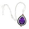 Image 4 : Amethyst, Sapphire, Ruby, Diamond, Enamel Necklace