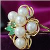 Image 3 : Circa 1980 Pearl, Emerald, and Diamond Ring