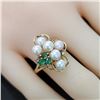 Image 4 : Circa 1980 Pearl, Emerald, and Diamond Ring