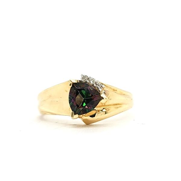 Trilliant-Cut Mystic Topaz Ring Diamond Accent