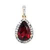 Image 1 : Teardrop Rhodolite Garnet Pendant and Diamond Halo