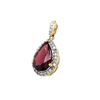 Image 2 : Teardrop Rhodolite Garnet Pendant and Diamond Halo