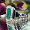 Image 1 : Art-Deco Inspired Emerald, Onyx & Diamond Ring