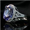 Image 2 : Modern Design Tanzanite and Diamond Halo Ring