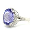 Image 6 : Modern Design Tanzanite and Diamond Halo Ring