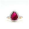 Image 1 : Pear-Shaped Bright Red Ruby and Diamond Halo Ring