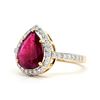 Image 2 : Pear-Shaped Bright Red Ruby and Diamond Halo Ring