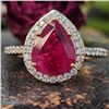 Image 3 : Pear-Shaped Bright Red Ruby and Diamond Halo Ring