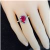 Image 7 : Pear-Shaped Bright Red Ruby and Diamond Halo Ring