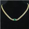 Image 1 : Elegant Emerald in Curb-Link Chain Necklace