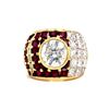 Image 2 : Ruby & Diamond Dome Ring 2.24 Carat Center Diamond