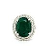 Image 1 : Maximalist Emerald and Double Diamond Halo Ring