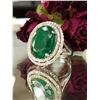 Image 3 : Maximalist Emerald and Double Diamond Halo Ring