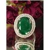 Image 4 : Maximalist Emerald and Double Diamond Halo Ring