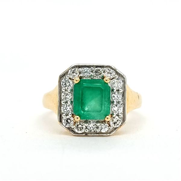 Colombian Emerald and Diamond Frame Ring