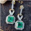 Image 1 : Dangling Emerald and Diamond Earrings