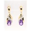 Image 1 : Dangling Amethyst Earrings with Diamond Accents