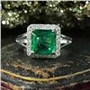 Image 2 : Zambian Emerald Ring Diamond Frame Split Shoulders