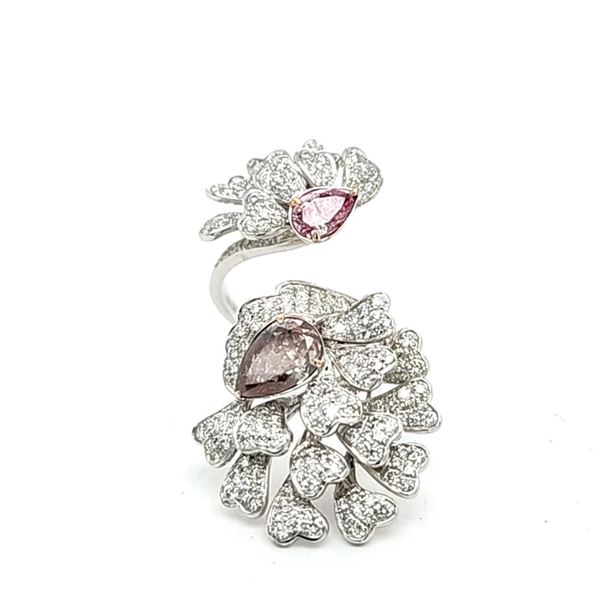 GIA Fancy & White Diamond Peacock Toi et Moi Ring